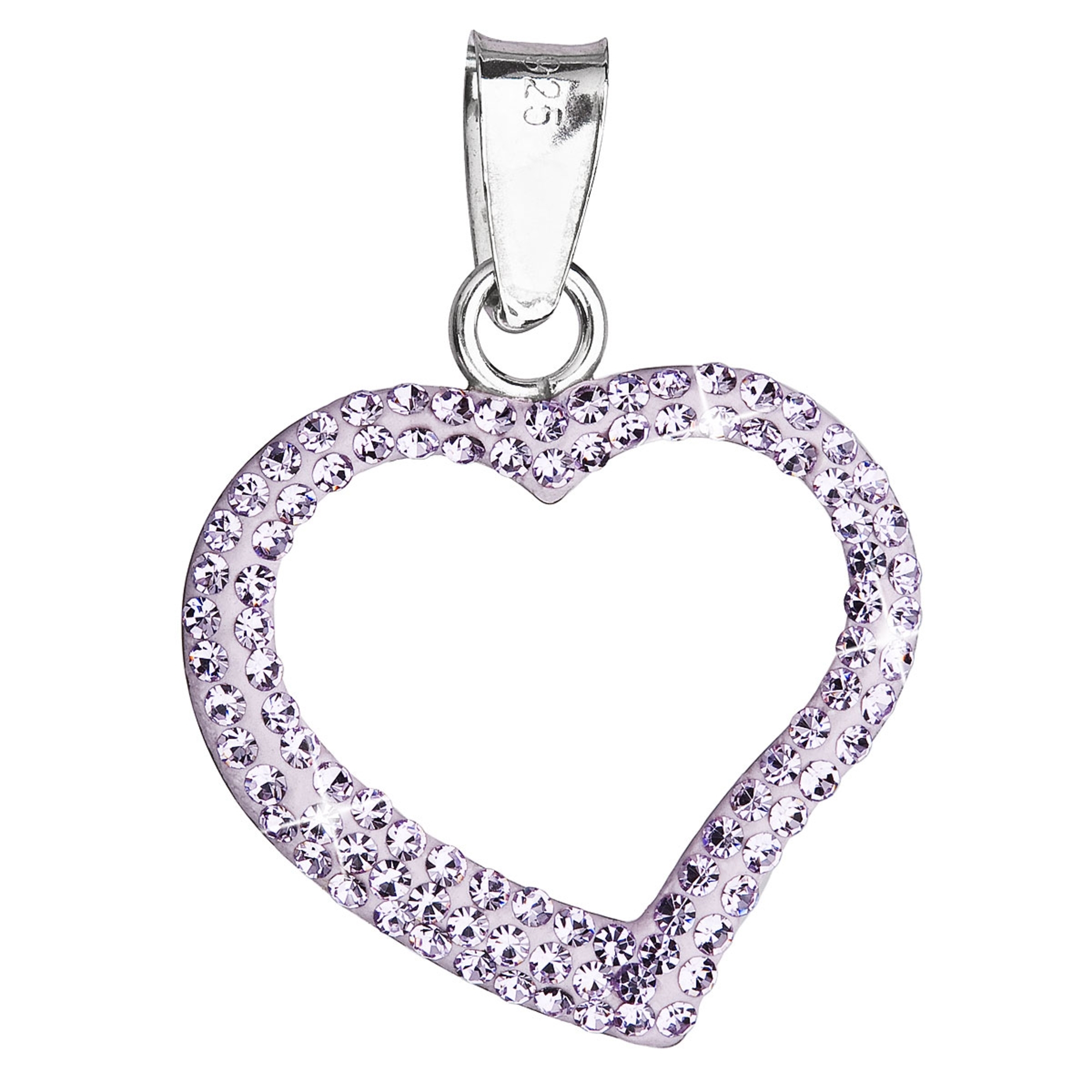 Strieborný prívesok srdiečko s kryštálmi Crystals from Swarovski ®, Violet