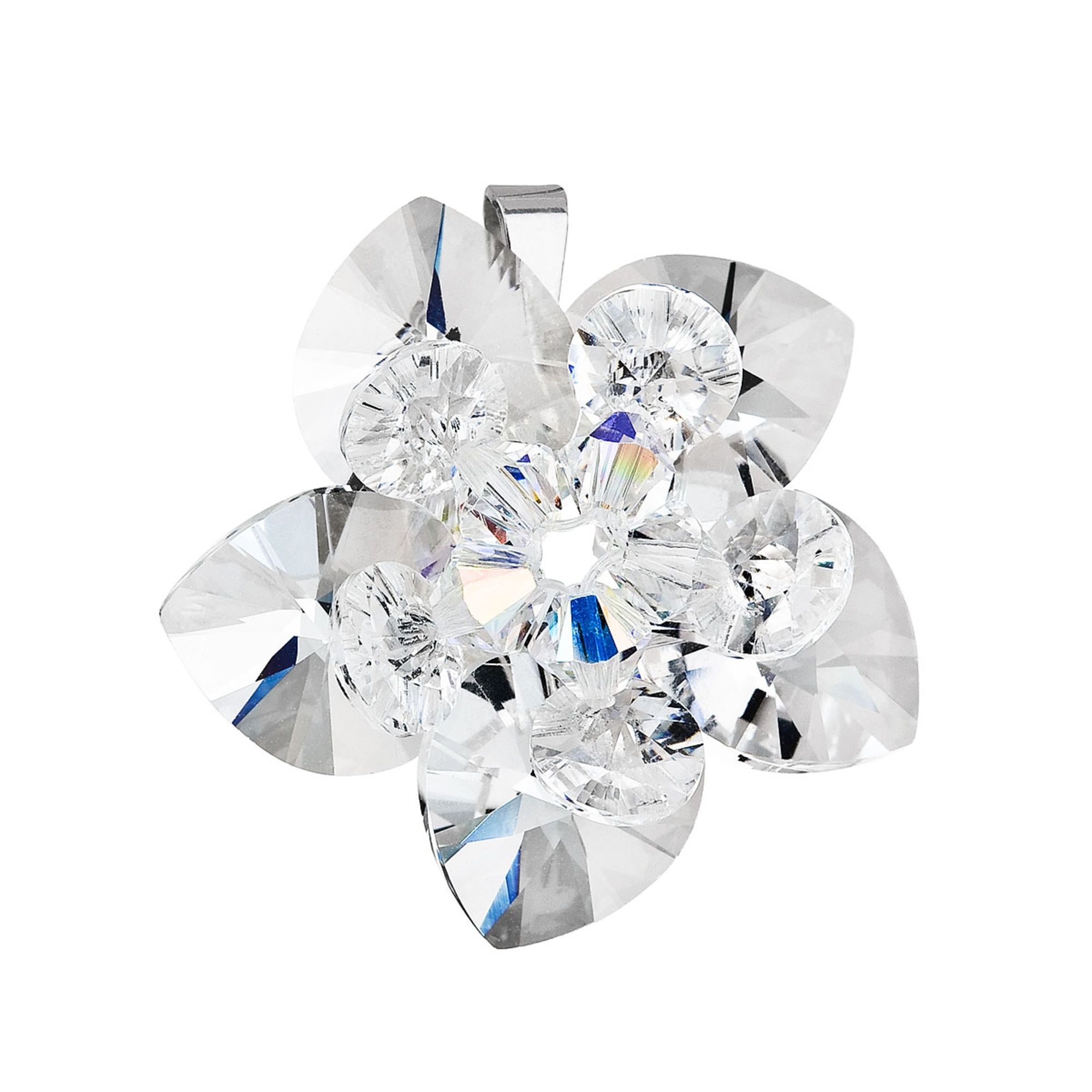Strieborný prívesok s kvetina s kamienkami Crystals from Swarovski ® Crystal