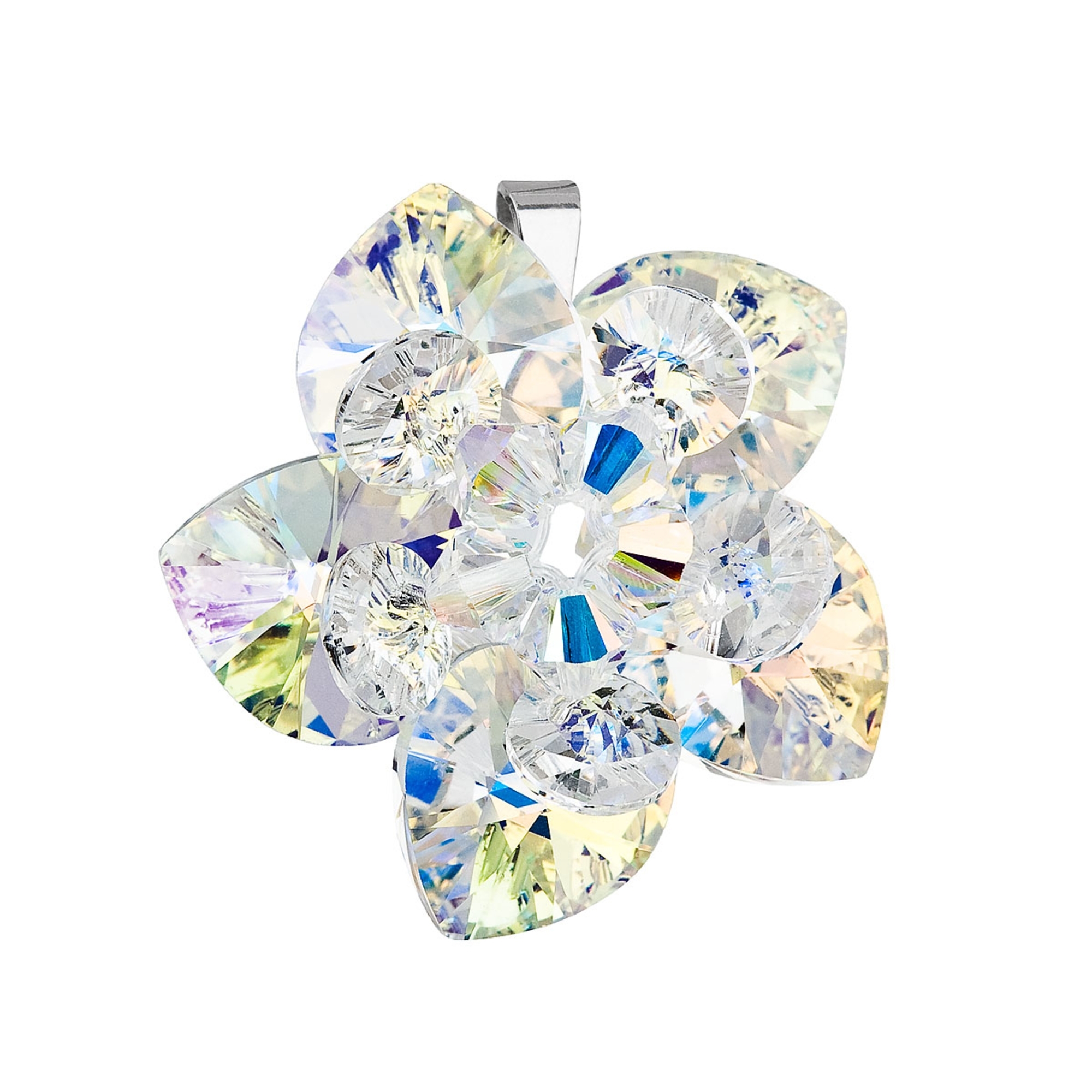 Strieborný prívesok s kvetina s kamienkami Crystals from Swarovski ® AB