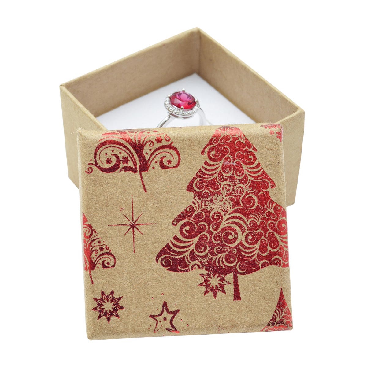 Vianočná darčeková krabička na prsteň / náušnice - červený motív