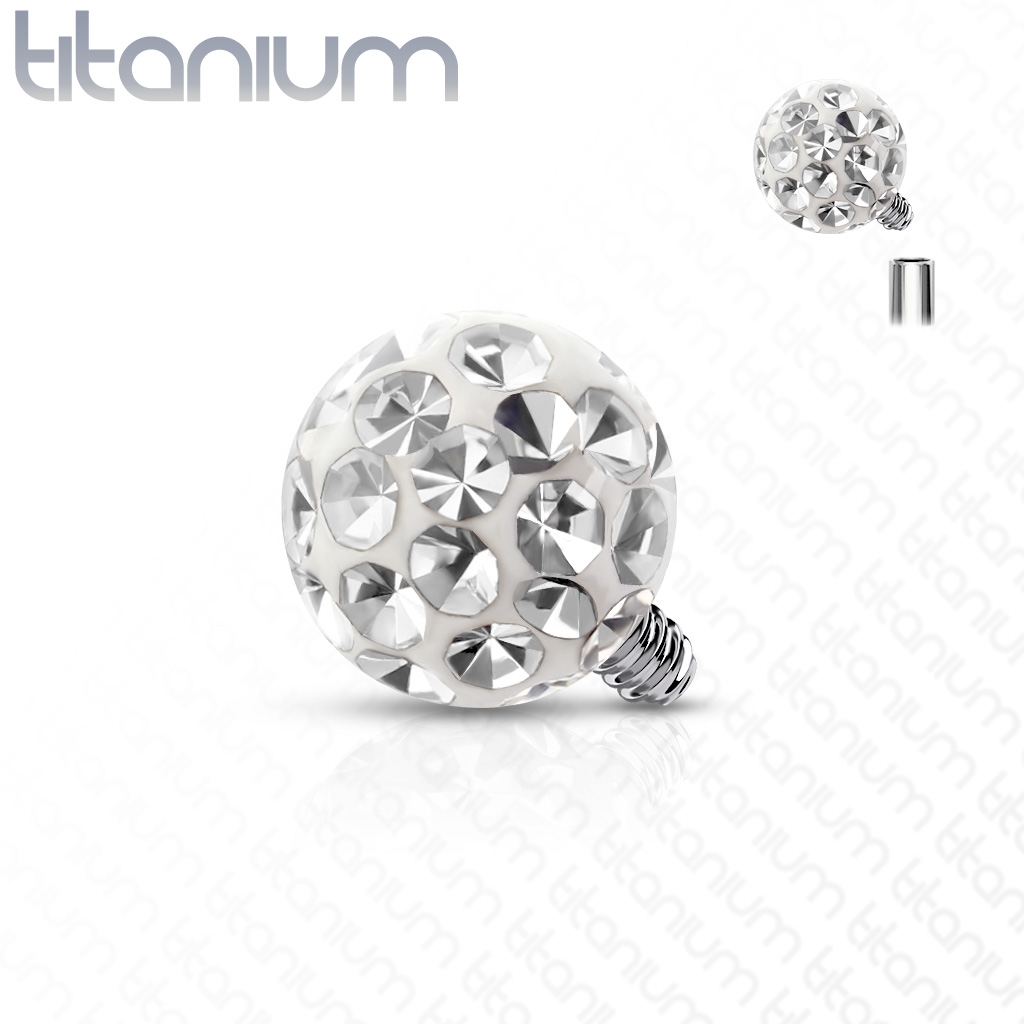 Šperky4U Ozdobná kulička k dermálu TITAN, závit 1,6 mm, barva: čirá - TIT1121C-04