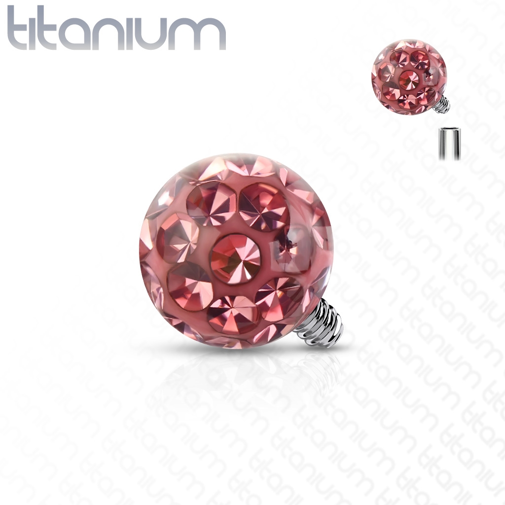 Šperky4U Ozdobná kulička k dermálu TITAN, závit 1,6 mm, barva: růžová - TIT1121P-05