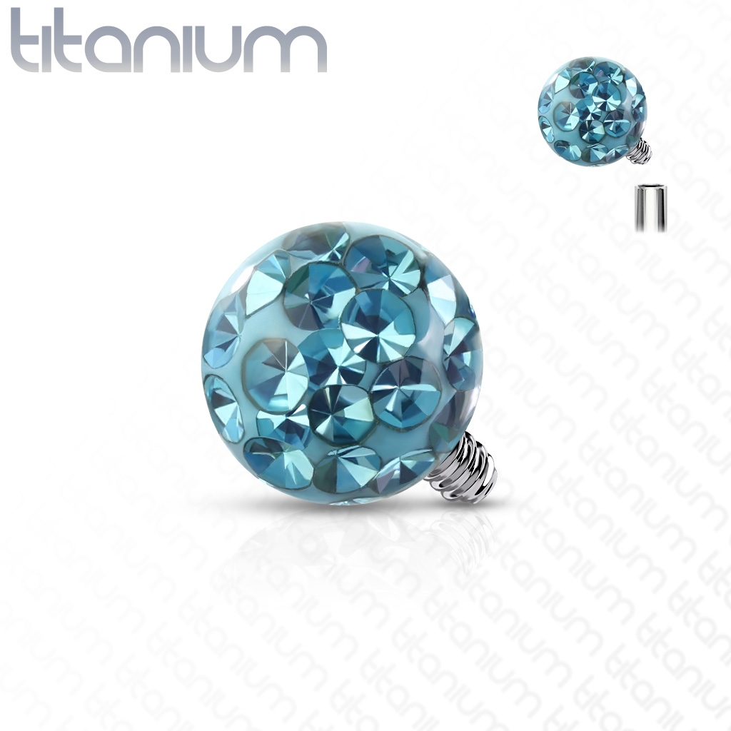 Šperky4U Ozdobná kulička k dermálu TITAN, závit 1,6 mm, barva: tyrkysová - TIT1121Q-05