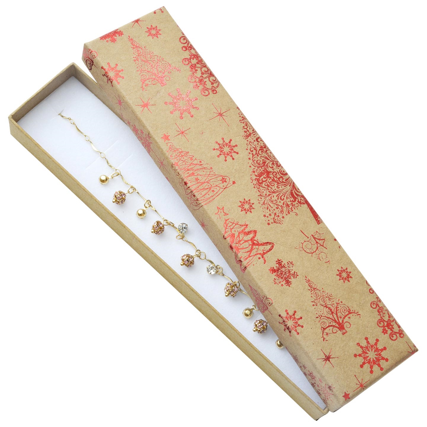 Vianočná darčeková krabička na náramok - červený motív