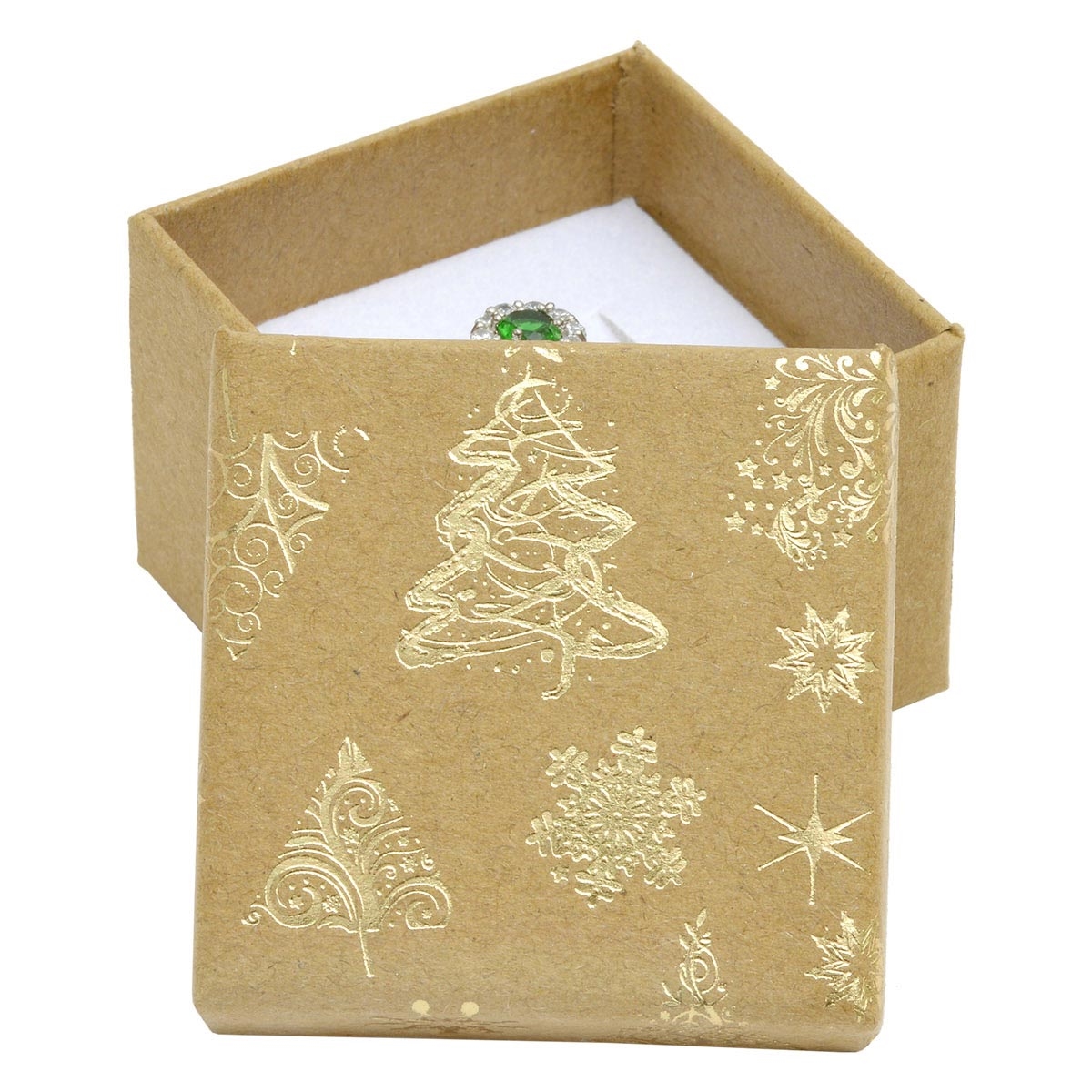 Vianočná darčeková krabička na prsteň / náušnice - zlatý motív