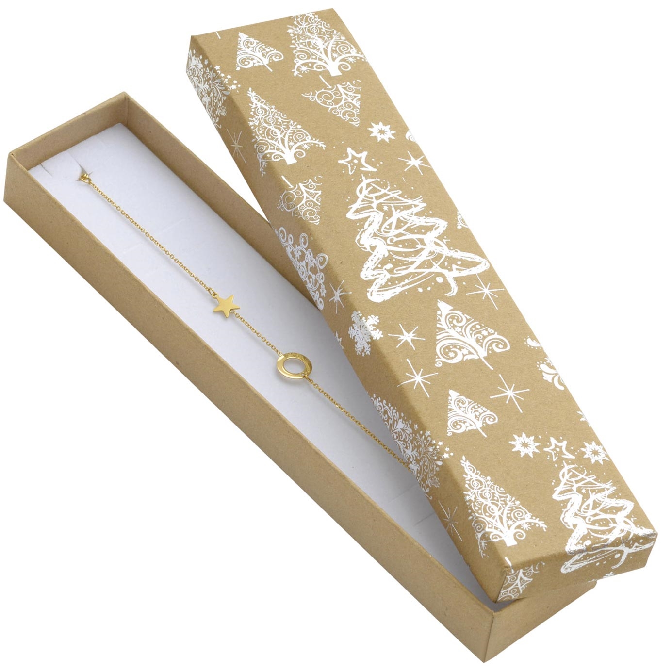 Vianočná darčeková krabička na náramok - strieborný motív