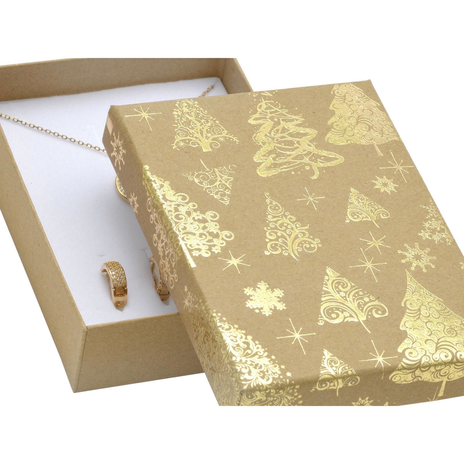 Šperky4U Vánoční dárková krabička na soupravu - zlatý motiv - KR0370-GD