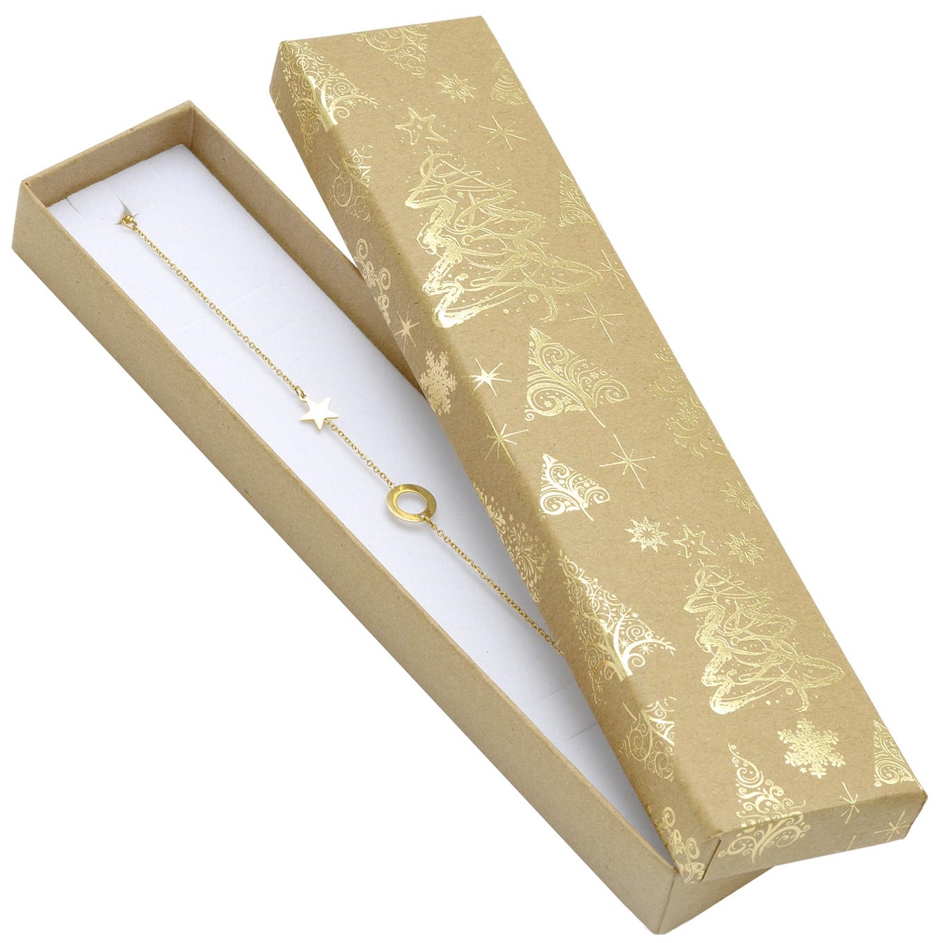 Šperky4U Vánoční dárková krabička na náramek - zlatý motiv - KR0371-GD
