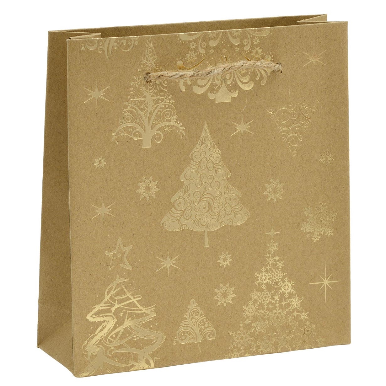 Vianočná darčeková taška - zlatý motív