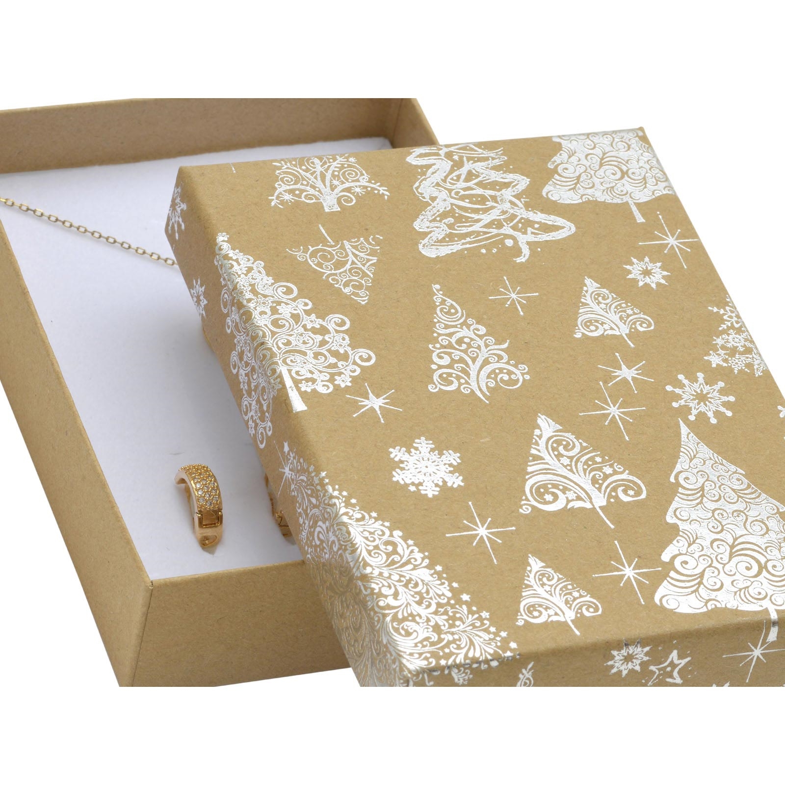 Šperky4U Vánoční dárková krabička na soupravu - stříbrný motiv - KR0370-SI