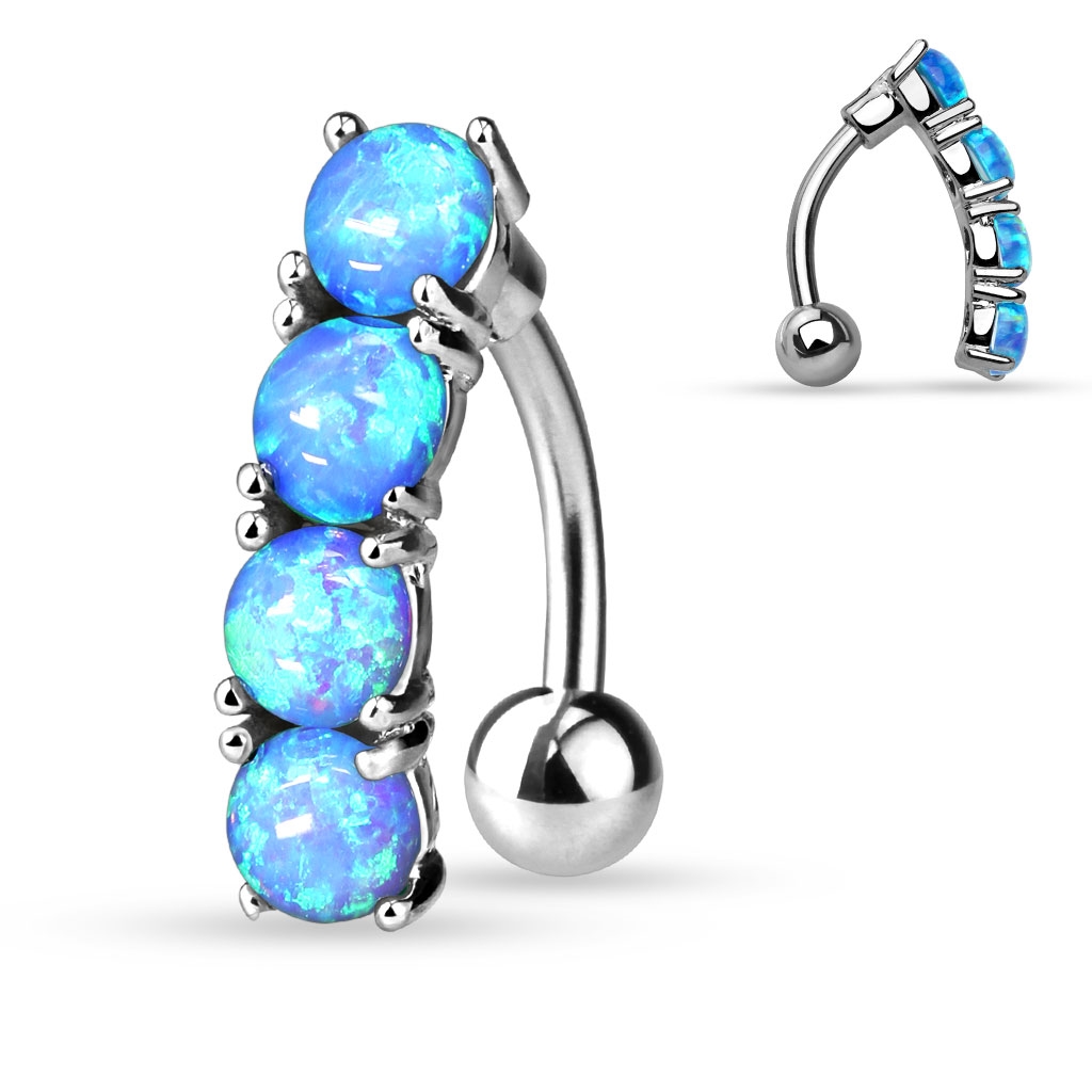 Šperky4U Piercing do pupíku opály modré - WP01312-OP06