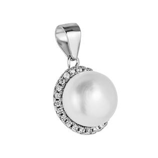 Stříbrný přívěšek s perlou a zirkony