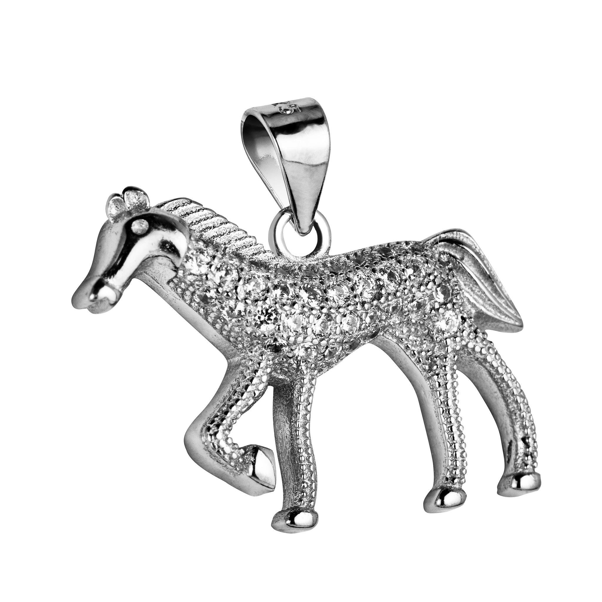 NUBIS® Stříbrný přívěšek - kůň se zirkony - NB-4065