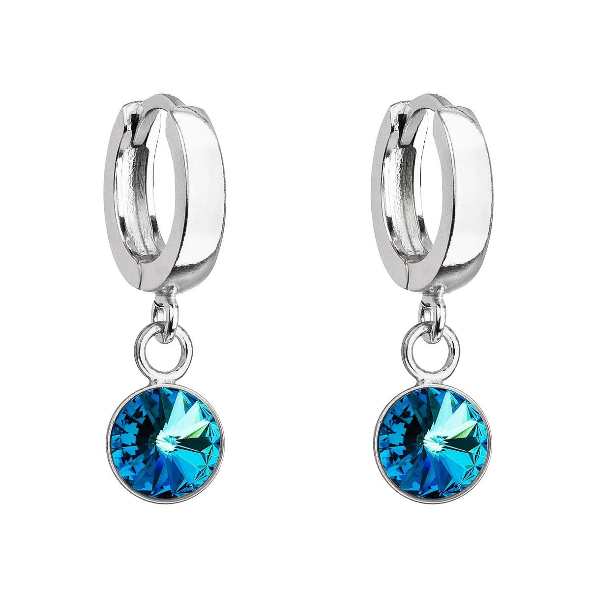 Strieborné visiace náušnice s kryštálom Crystals from Swarovski® Bermuda Blue