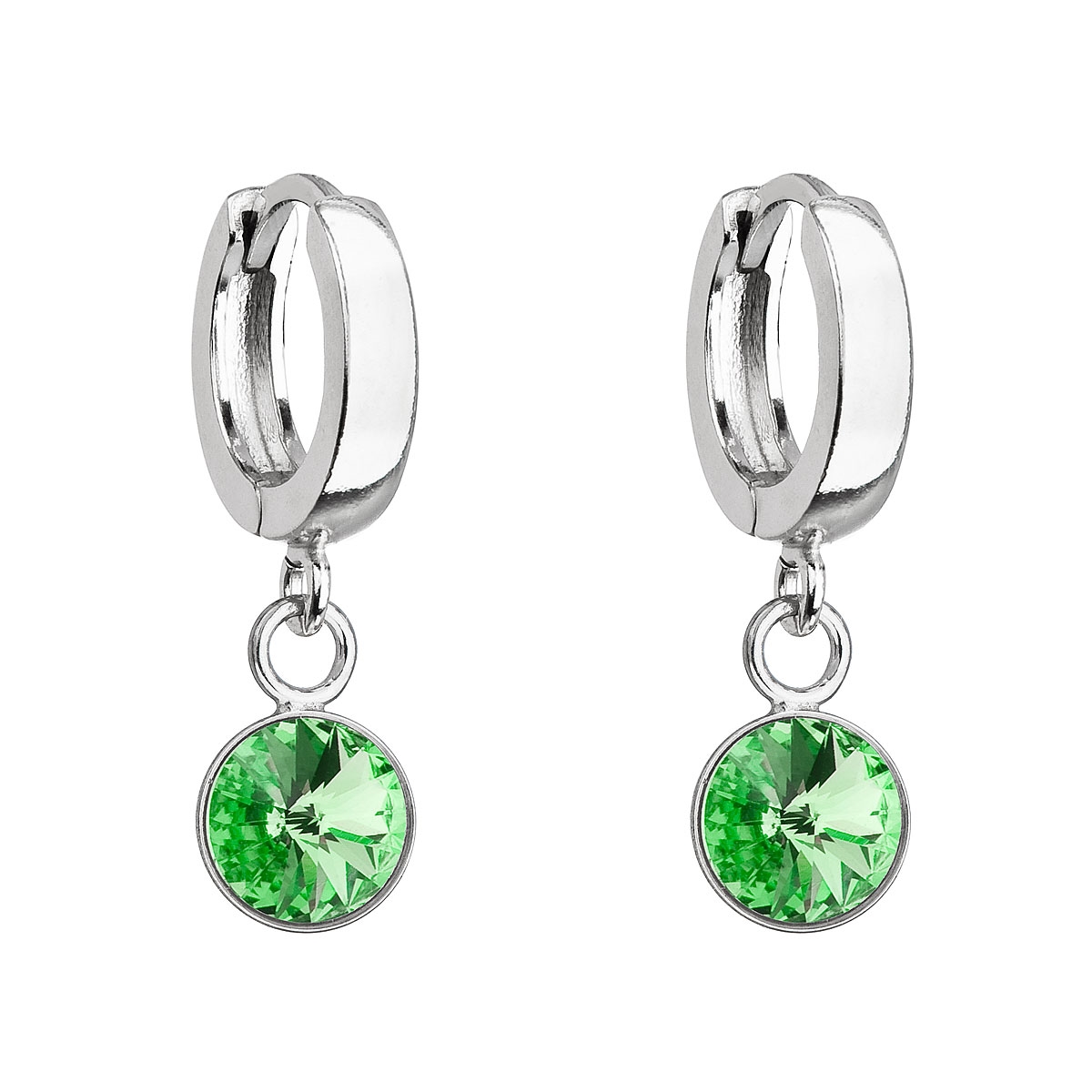 EVOLUTION GROUP CZ Stříbrné visací náušnice s krystalem Crystals from Swarovski® Peridot - 31300.3