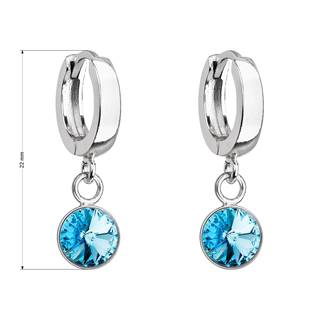 EG2227-AQ Stříbrné visací náušnice s krystalem Crystals from Swarovski® Aqua