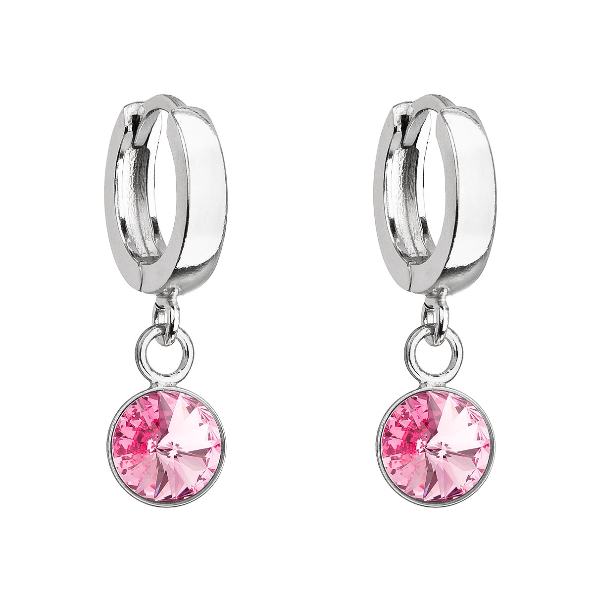 Strieborné visiace náušnice s kryštálom Crystals from Swarovski® Rose