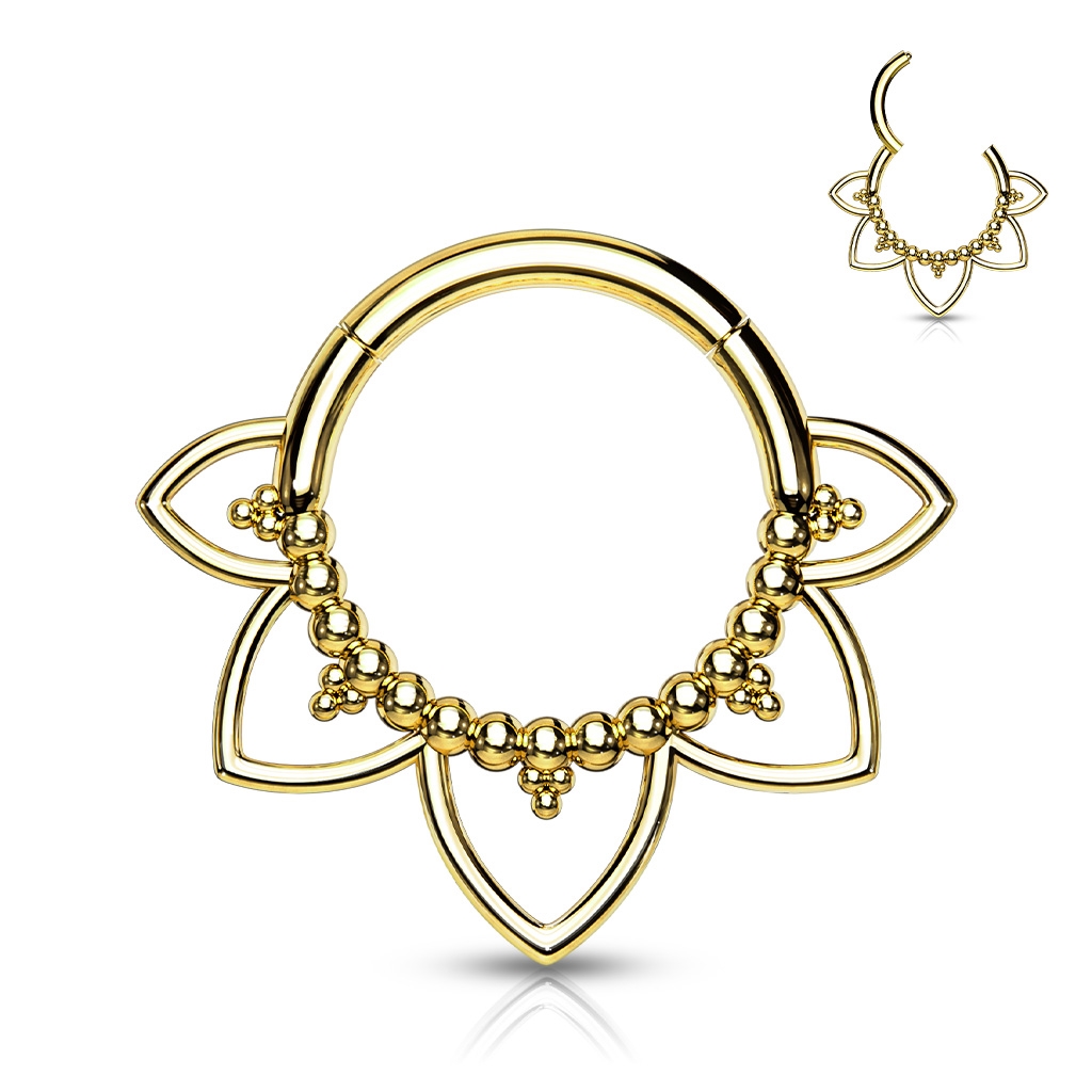 Šperky4U Zlacený ocelový piercing do nosu - septum - NS0033-GD