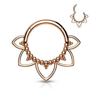 Zlacený ocelový piercing do nosu - septum