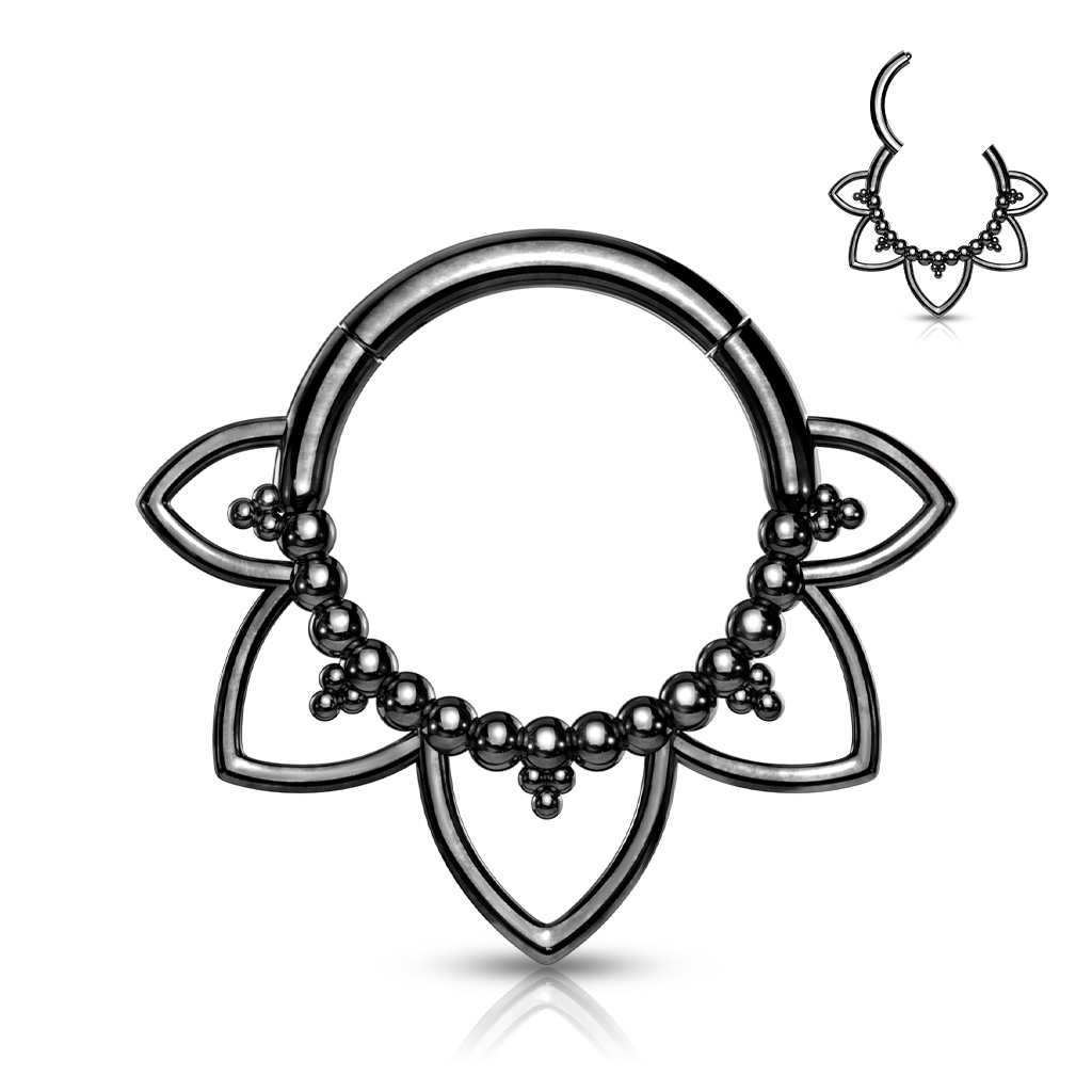 Šperky4U Černý ocelový piercing do nosu - septum - NS0033-K