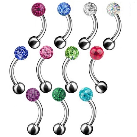 NUBIS® Piercing do obočí s krystaly Crystals From Swarovski® 1,2 x 8 mm - OB01106-E