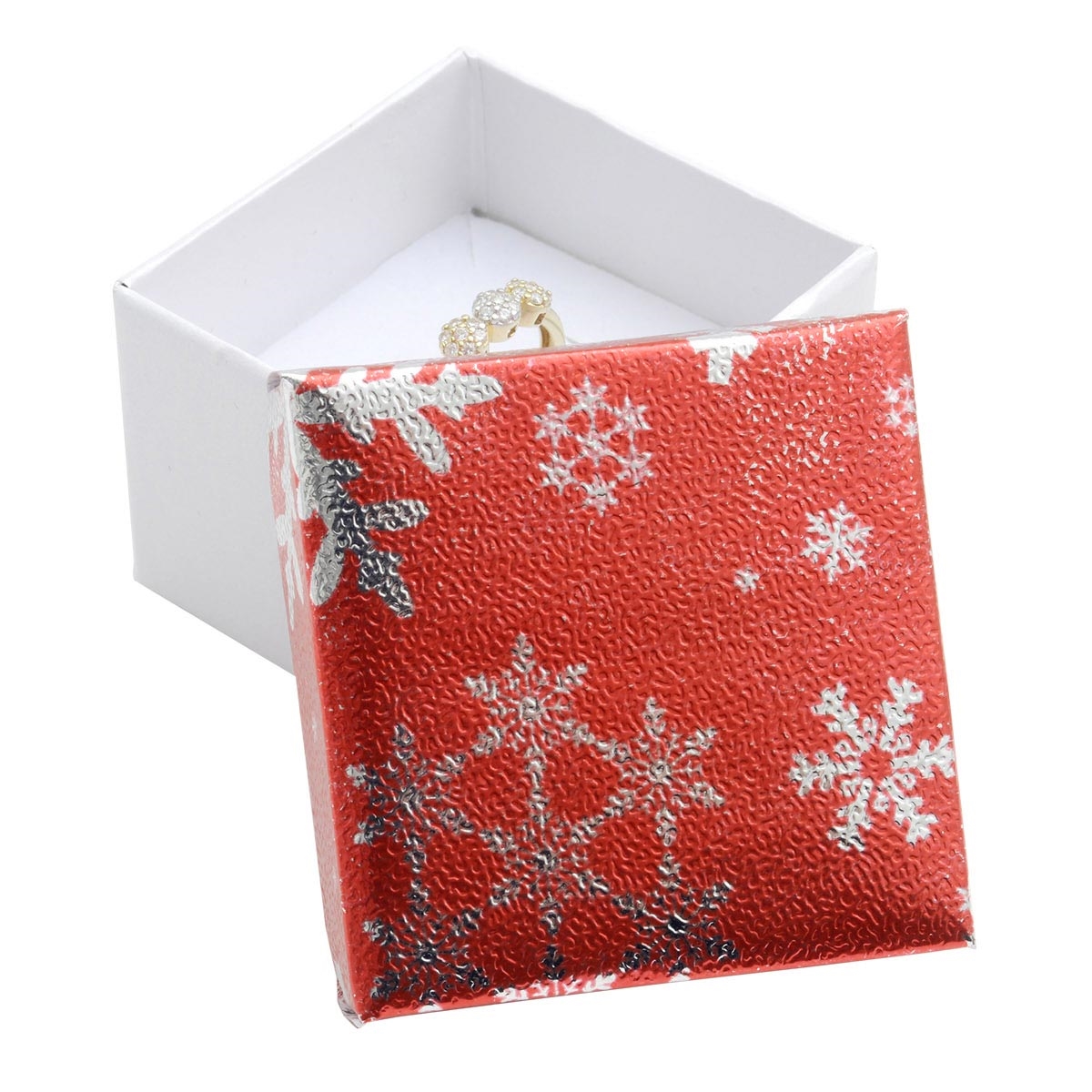 Šperky4U Vánoční dárková krabička na prsten nebo náušnice - červené víčko - KR0374-R