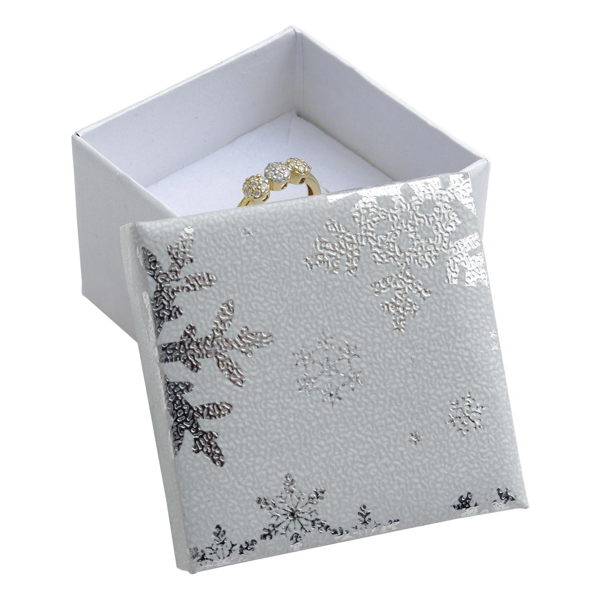 Vianočná darčeková krabička na prsteň alebo náušnice - biela