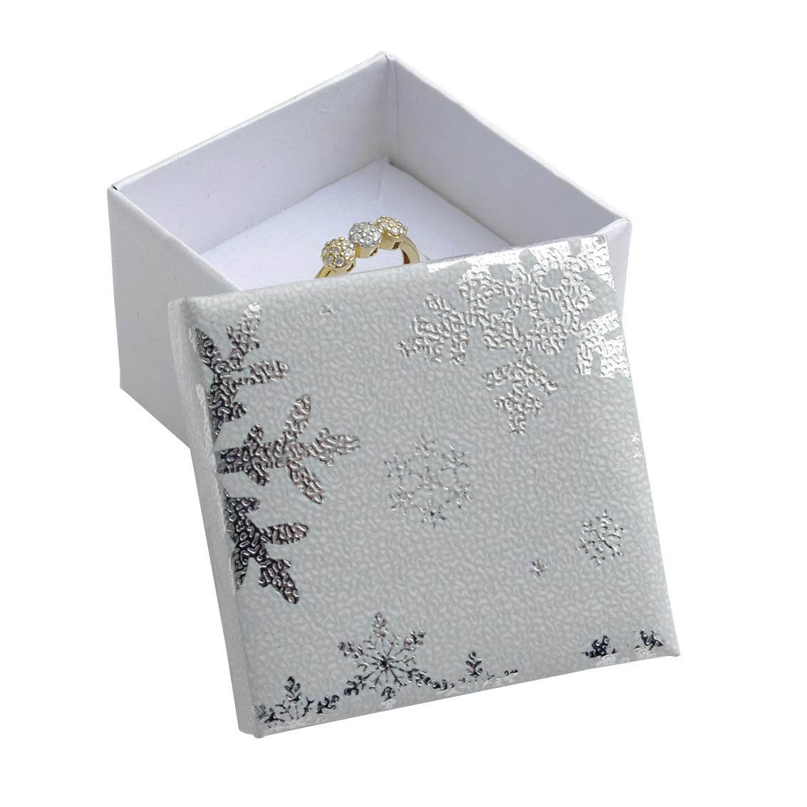 Vianočná darčeková krabička na prsteň - biela