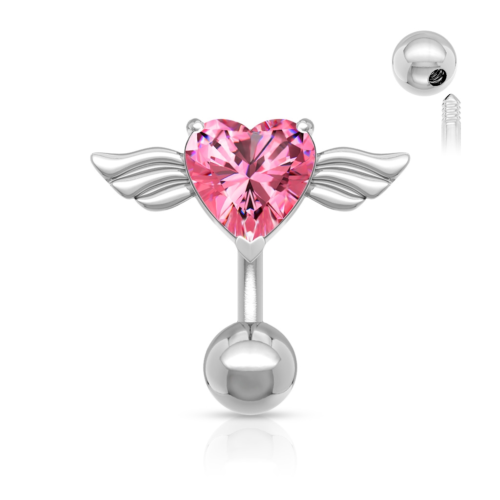 Šperky4U Piercing do pupíku - okřídlené srdce - WP01006-P