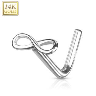 Zlatý piercing do nosu - infinity - nekonečno, Au 585/1000