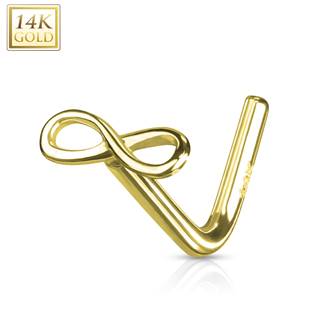 Zlatý piercing do nosu - infinity - nekonečno, Au 585/1000