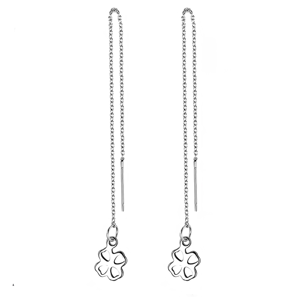 Šperky4U Provlékací ocelové náušnice se čtyřlístky - OPN1529-ST