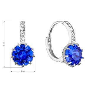 EG2881-MB Stříbrné náušnice visací se Swarovski krystalem Majestic Blue