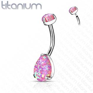 Piercing do pupíku - TITAN, růžový opál