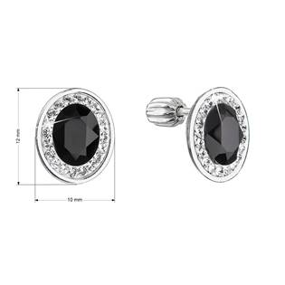 EG2880-K Stříbrné náušnice pecky se Swarovski krystaly černý oválek