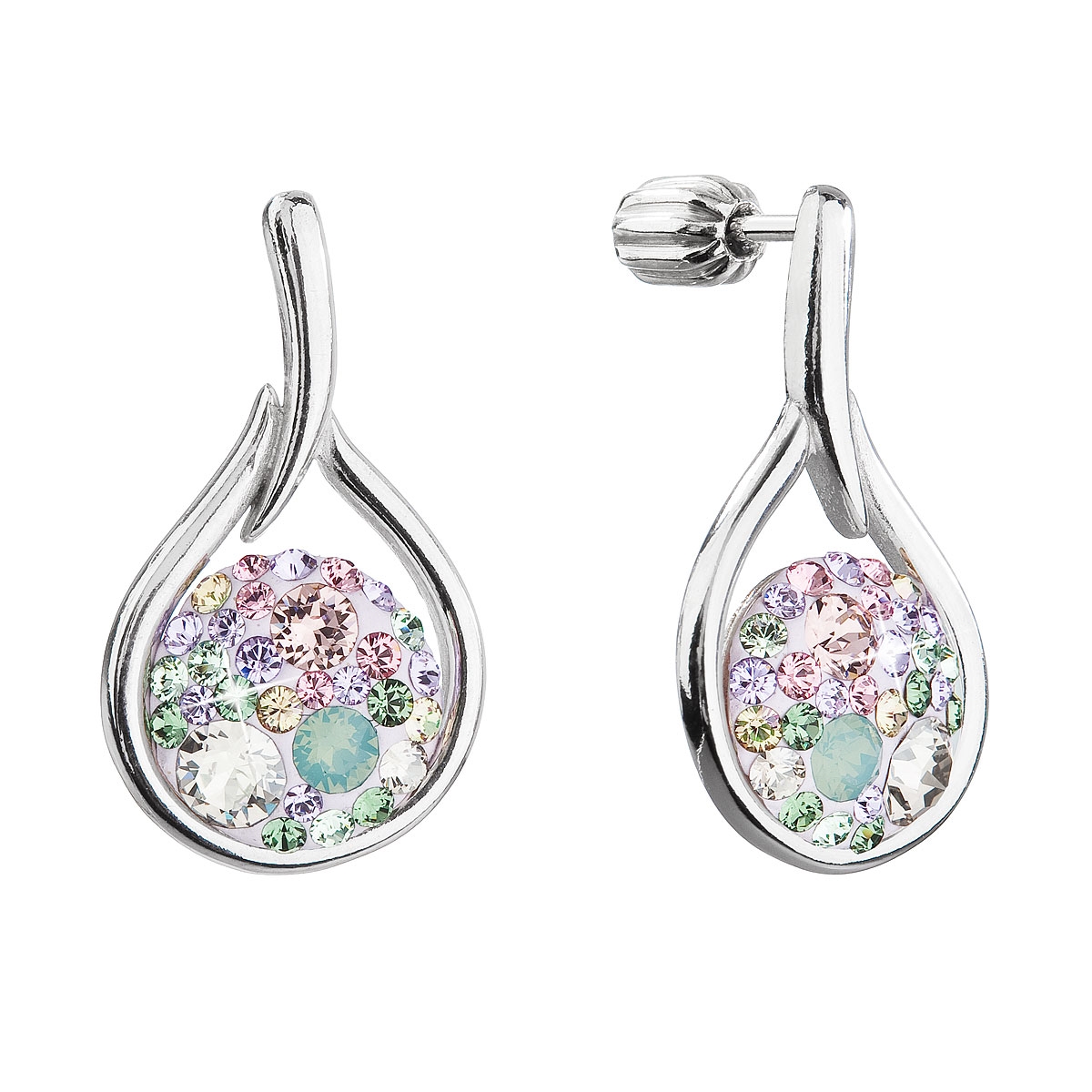 EVOLUTION GROUP CZ Stříbrné visací náušnice kapky se Swarovski krystaly, Sakura - 31305.3 Sakura