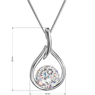 EG4258-AB Stříbrný náhrdelník se Swarovski krystaly kapka, AB