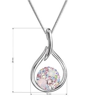 EG4258-MR Stříbrný náhrdelník se Swarovski krystaly kapka, Magic Rose