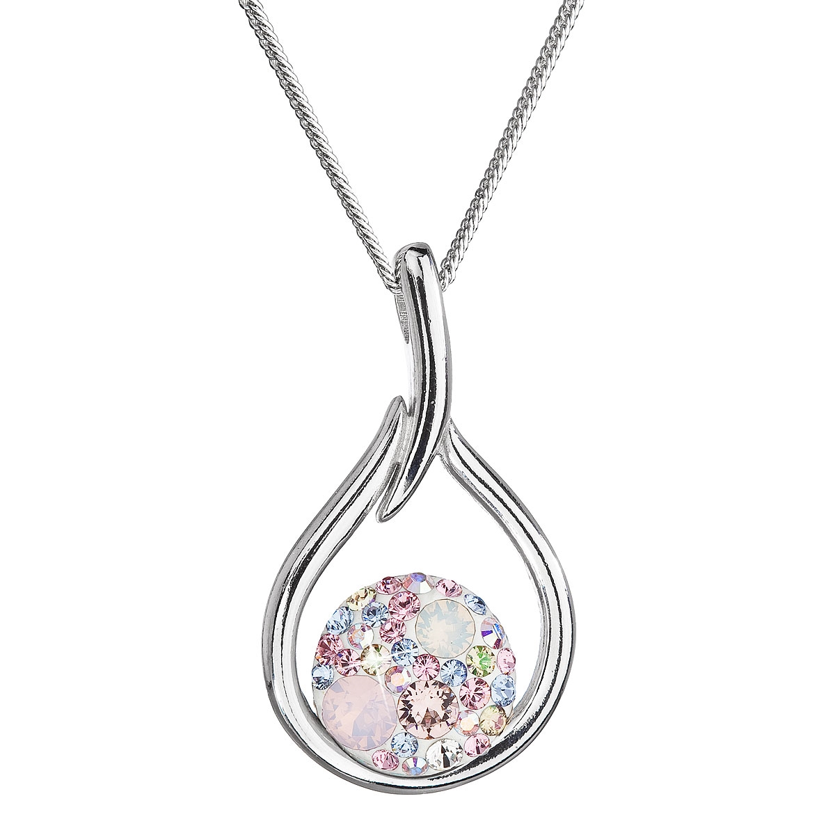 Strieborný náhrdelník so Swarovski kryštálmi kvapka, Magic Rose