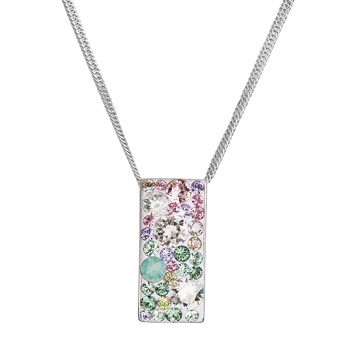 Strieborný náhrdelník so Swarovski kryštálmi, Sakura