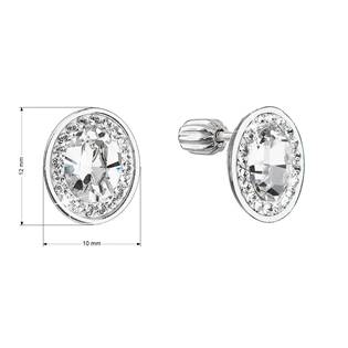 EG2880-CR Stříbrné náušnice pecky se Swarovski krystaly bílý oválek