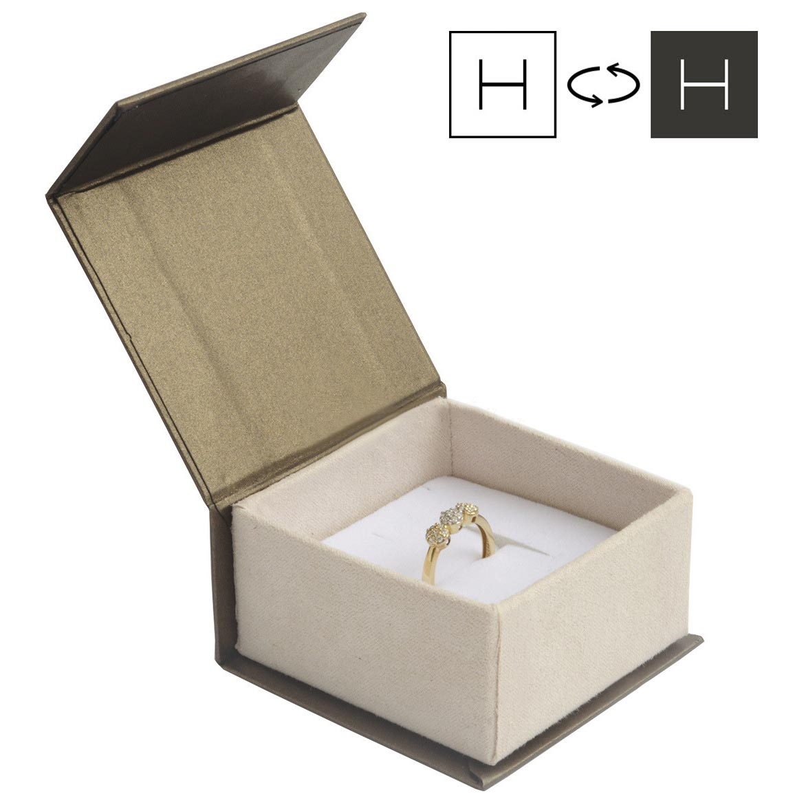 Darčeková krabička na prsteň hnedá, magnetické zatváranie
