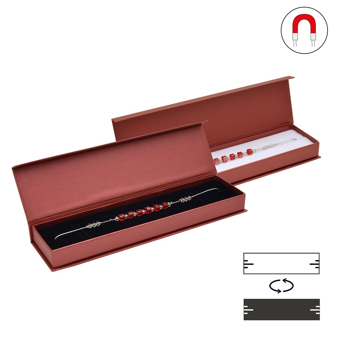 Šperky4U Dárková krabička na náramek červená, magnetické zavírání - KR0384-RD