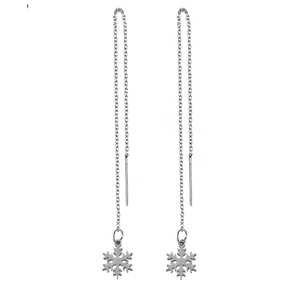 Šperky4U Provlékací ocelové náušnice sněhové vločky - OPN1764-ST