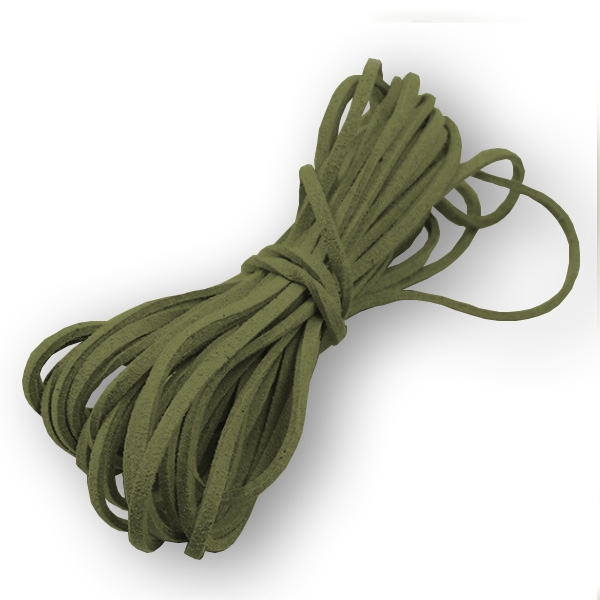 Semišová šnúrka olivovo zelená - 2,5 mm, dĺžka 100 cm