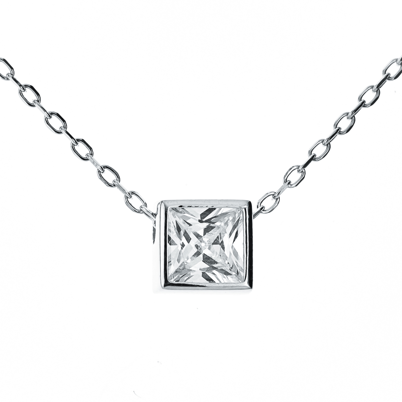 NUBIS® Střibrný náhrdelník s přívěškem - čtvereček - NB-2119