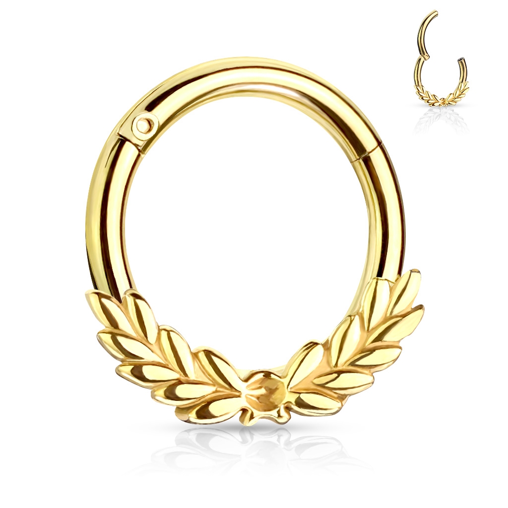 Šperky4U Zlacený ocelový piercing do nosu - tragus / helix / septum - NS0040-GD