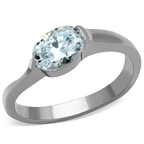 Šperky4U Ocelový prsten s oválným zirkonem - velikost 60 - AL-0016-60