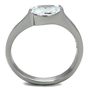 Ocelový prsten s oválným zirkonem