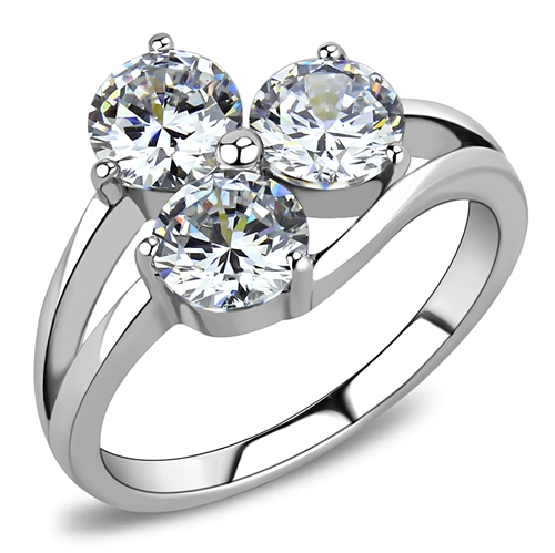 Šperky4U Ocelový prsten se 3mi zirkony - velikost 52 - AL-0035-52
